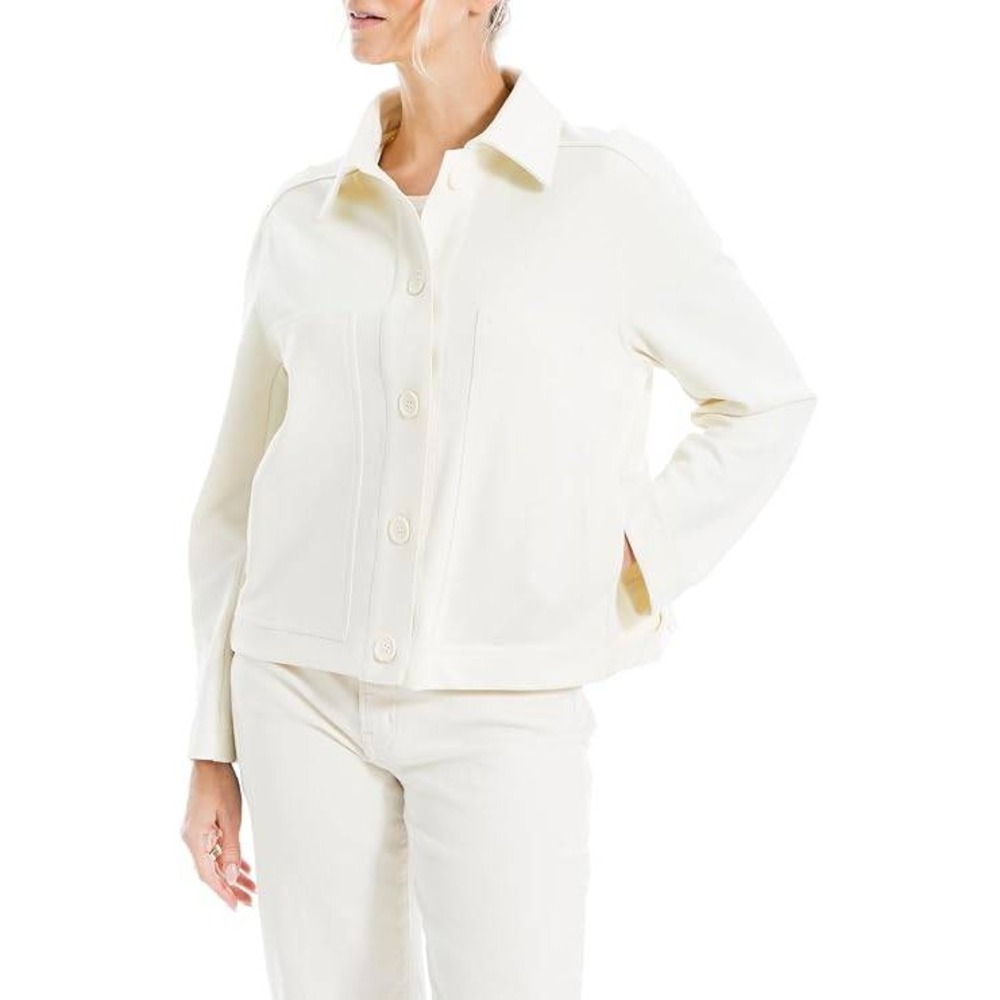 Max Studio London Womens Knit Jacket Ivory Button Front Small